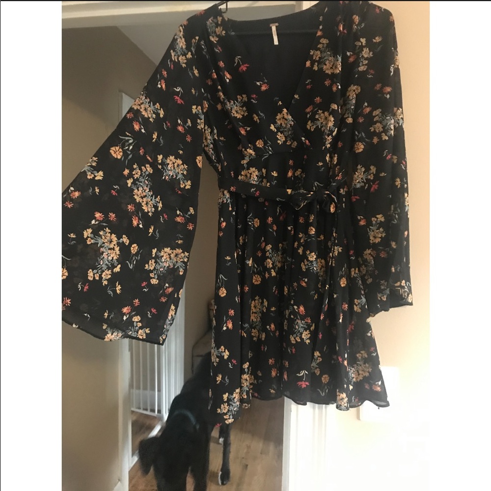 Free People Floral Bell Sleeve Dress